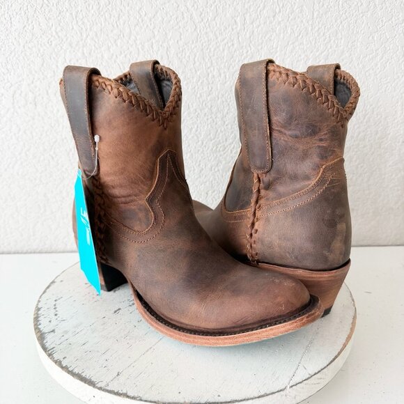 NEW Lane PLAIN JANE PJ Womens Cowboy Bootie 8 Brown Short Western Cowgirl Boots - Picture 11 of 11